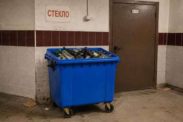 Биг-бэги со стеклянной крошкой на производственном объекте перед вывозом в Подмосковье